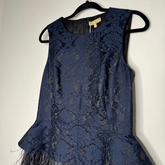 NWT MICHAEL KORS COLLECTION Navy Blue Lace Pattern Knee-Length Dress - Picture 6 of 12